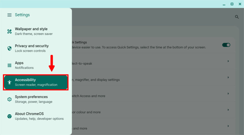 Accessibility Settings In Chromebook