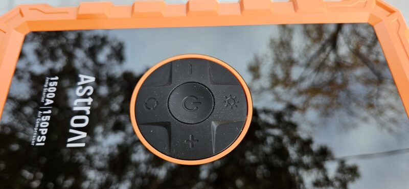 AstroAI S8 jump starter buttons.