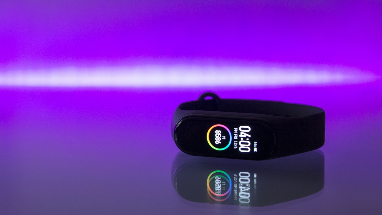 Mi Smart Band with a purple background