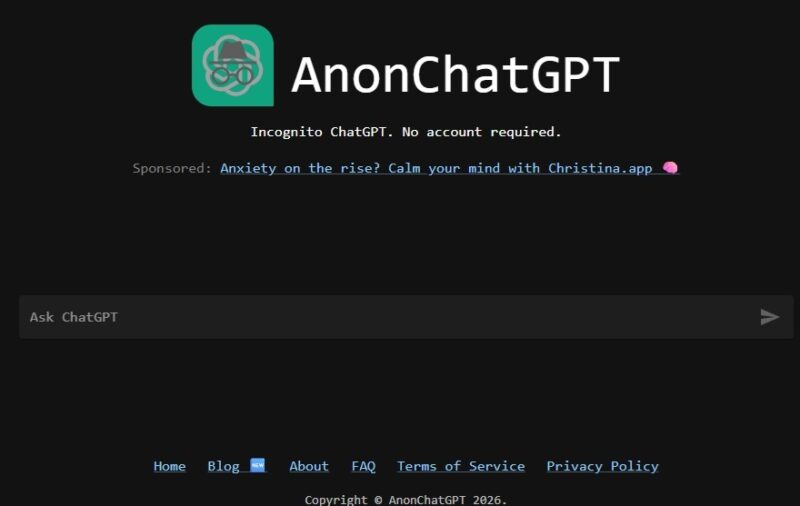 Chatting with ChatGPT anonymously.