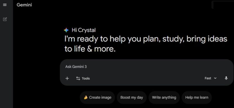 Starting a conversation with Gemini.