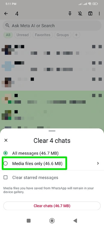 Selecting data to clear