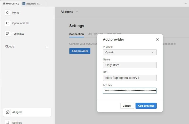 Choosing which AI agent to connect to.