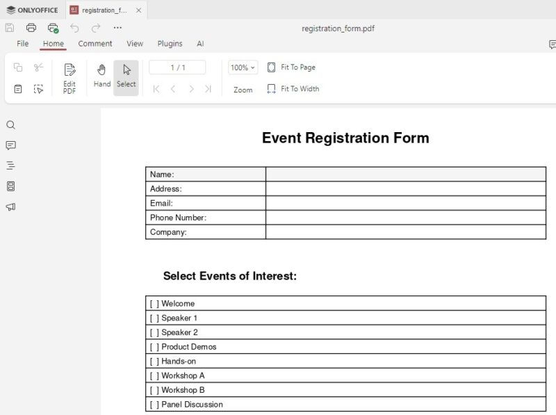 Creating a PDF with AI agent in ONLYOFFICE.