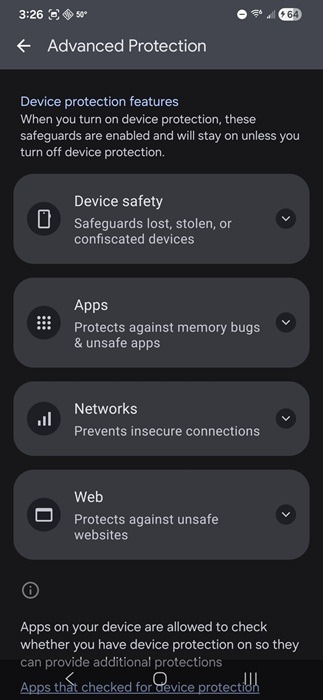 Viewing device protection features included with Advanced Protection.