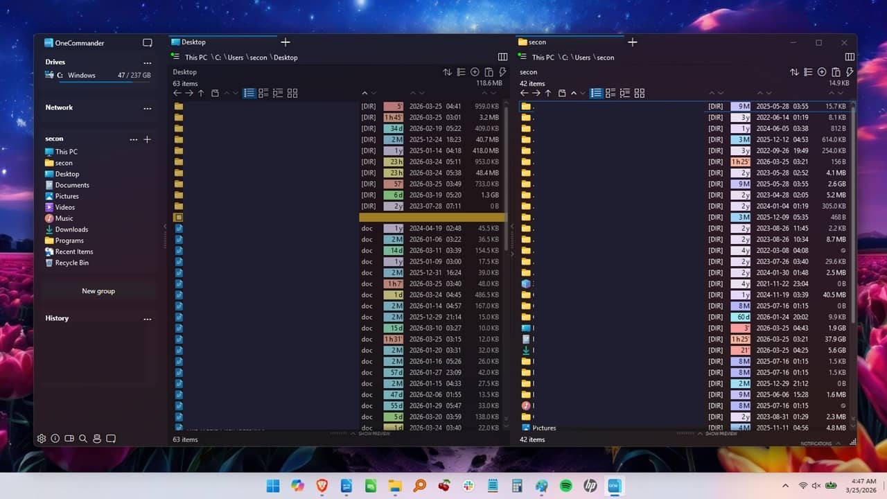 OneCommander opened on desktop.