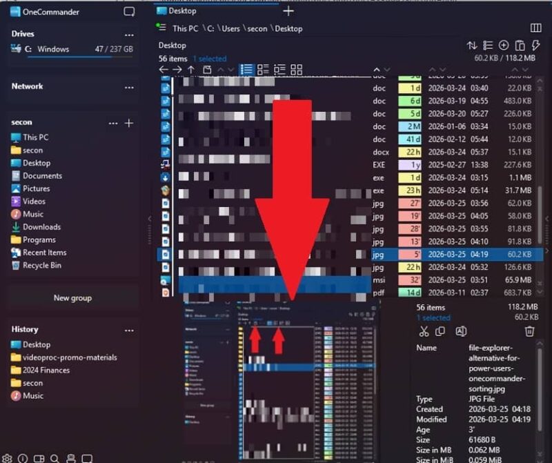 Previewing a file in the File Explorer alternative app.