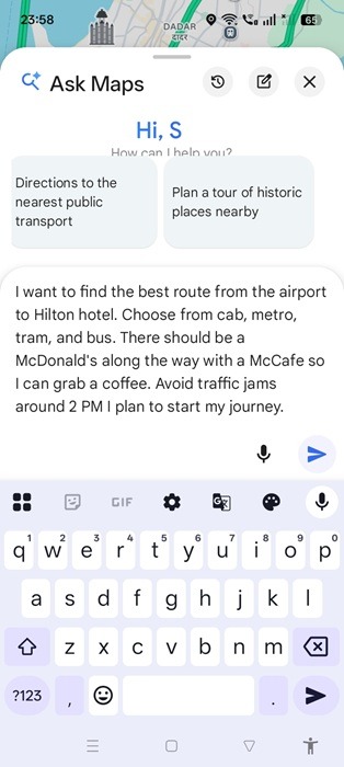 "Ask Maps" allows asking detailed queries based on Gemini conversations.