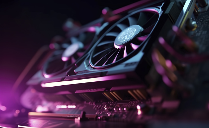 Cool GPU with purple lights