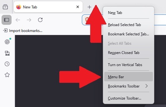 Adding menu bar to Firefox.