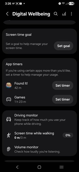 Setting up digital wellbeing on Android.