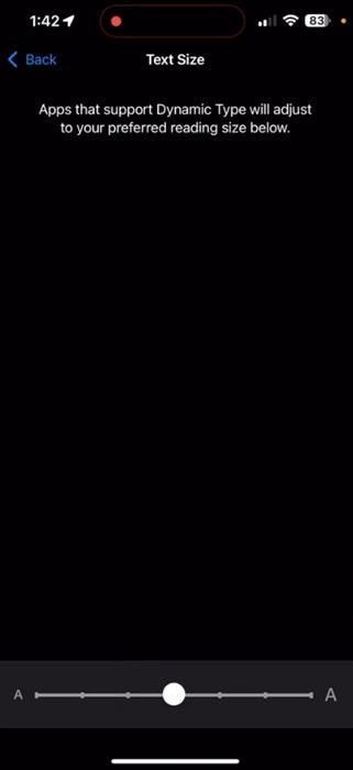 Changing text size on iOS.