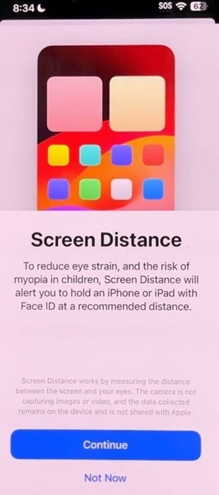 Using screen distance on iPhone to protect your eyes when using a smartphone.
