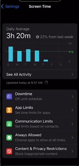 Setting up Screen Time on iPhone.