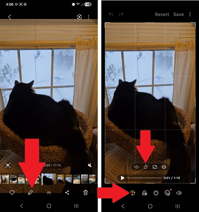 Rotating Android videos on Samsung phone.