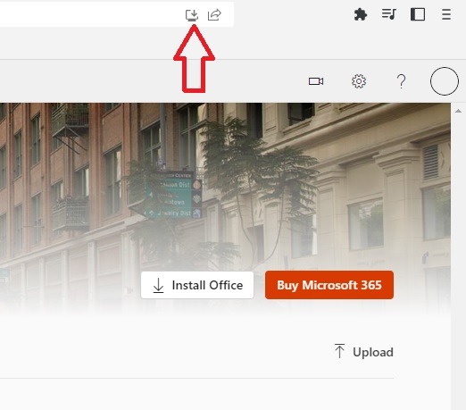 Using the download button in your Chrome browser to install PWA version of Microsoft Office.