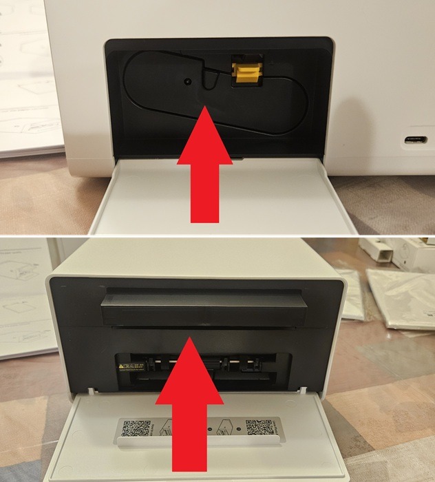 Loading ink and storing paper cartridge.