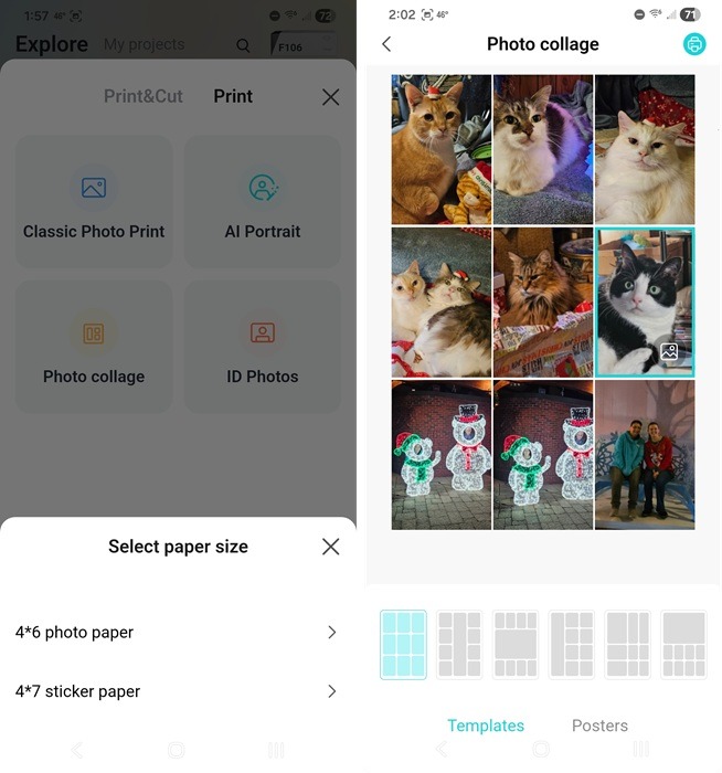 Designing a photo collage in Liene Photo app.