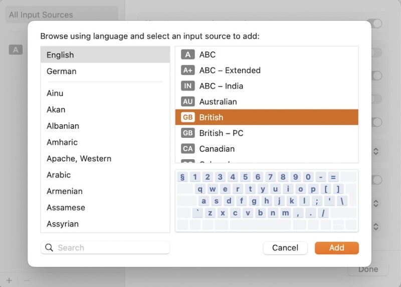 mac keyboards input sources
