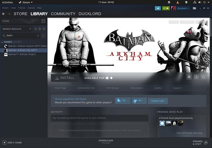 Using Steam to play games on Linux after moving from Windows.