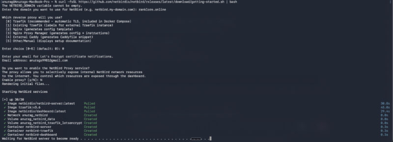 Netbird Script running in terminal