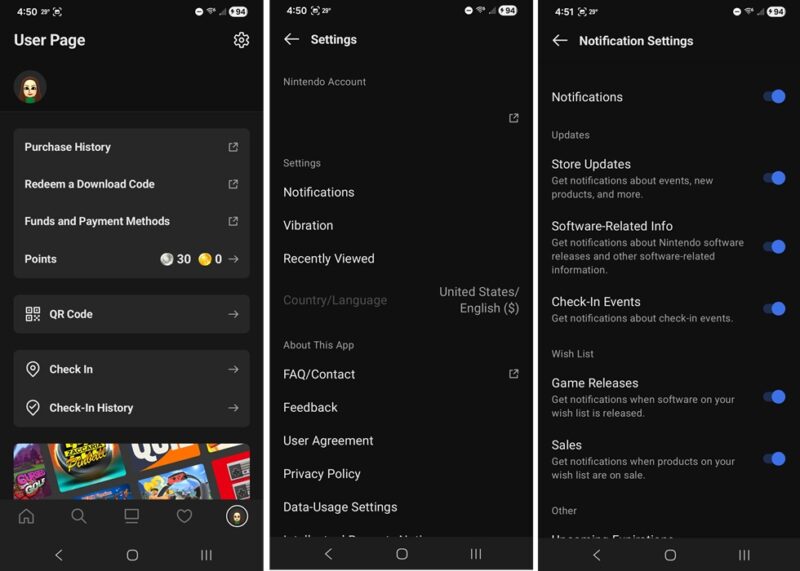 Turning on notifications for Nintendo news and more.