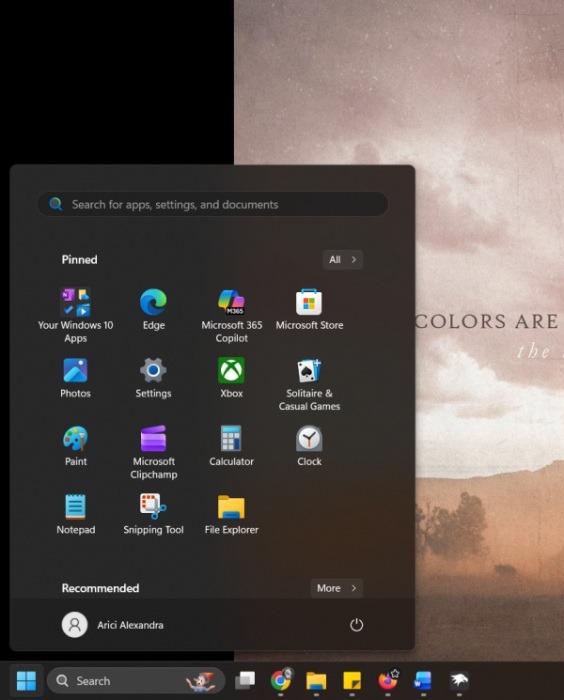 Resized Start menu view using Windhawk app on Windows. 