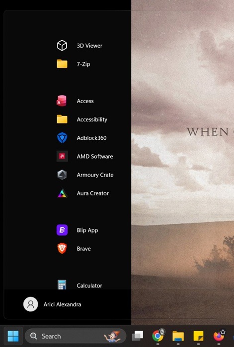 Activating Windows11_Metro10Minimal theme for Start menu in Windhawk in Windows. 