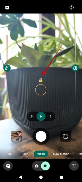 Using Autolock Focus/Exposure feature in Pixel camera app on Android. 