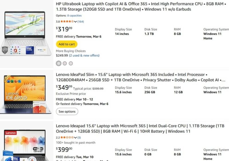 Examples of different brands of the OneDrive bundle.