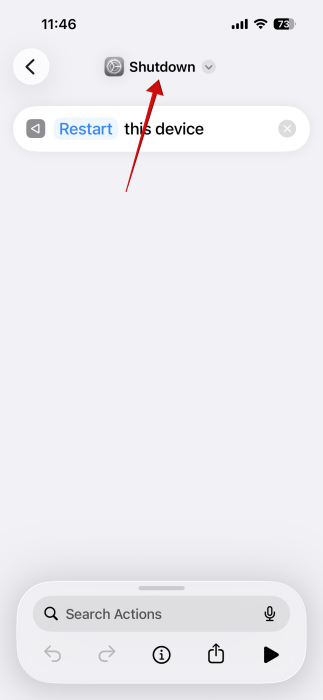 Tapping on shortcut name in Shortcuts app on iPhone. 