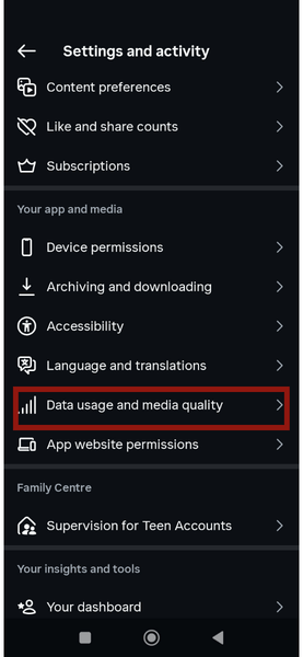 Android Instagram Data Usage