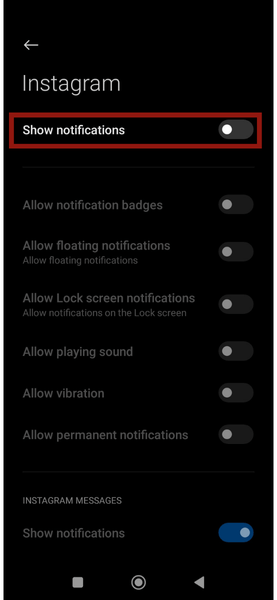 Android Settings Instagram Notifications Toggle Off