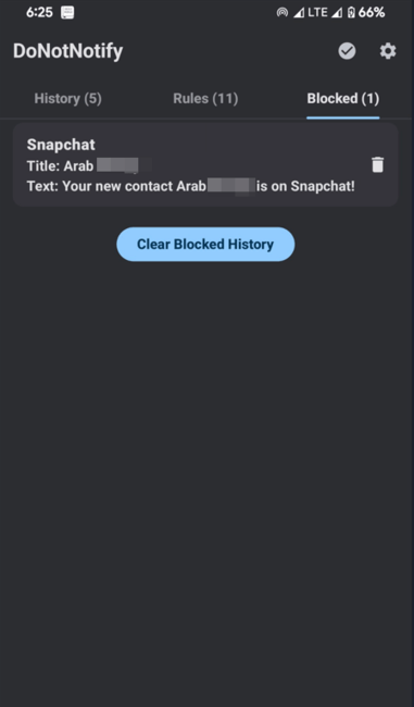 Blocked Donotnotify