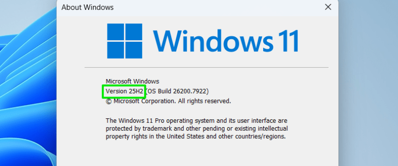 Checking Windows Version in Windows 11