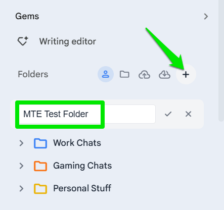 Creating a New Folder in Gemini Voyager