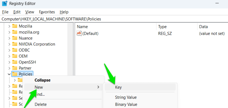 Creating a New Folder in Windows Registry