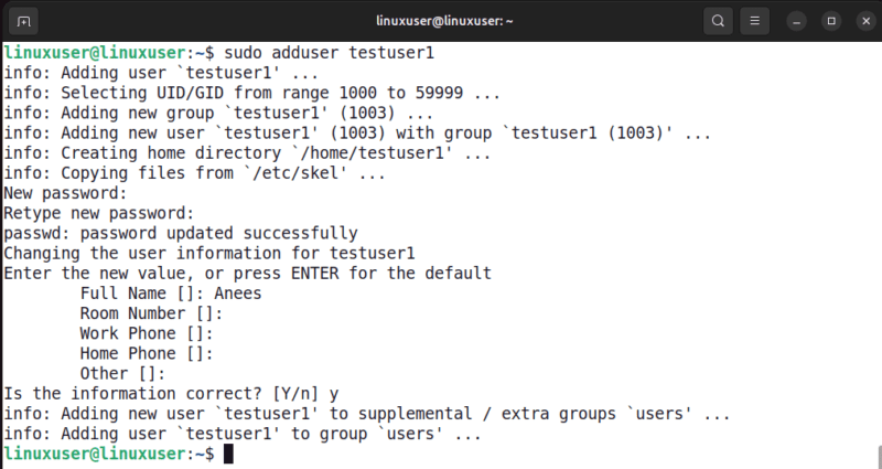 Create User Using Adduser