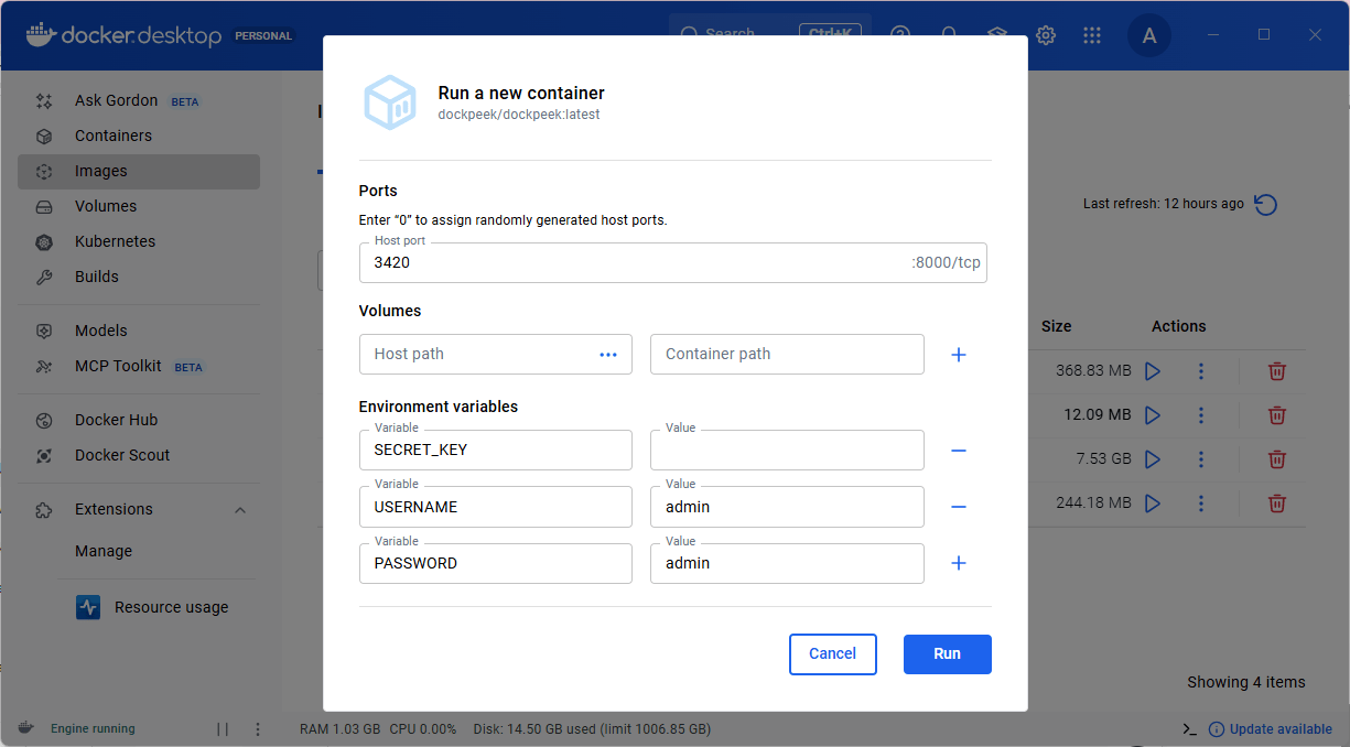 Define Dockpeek Container Settings
