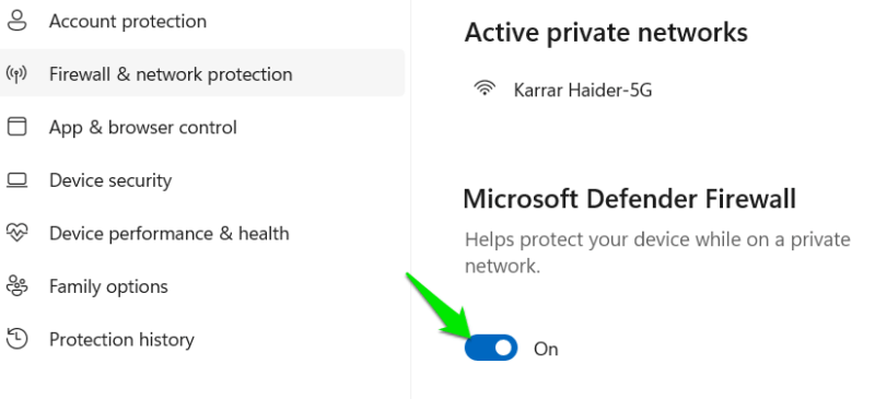 Disabling Firewall in Windows