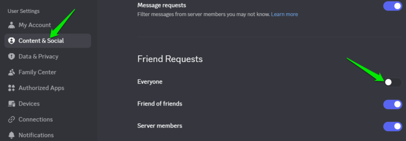 Disabling Friend Requests by Everyone