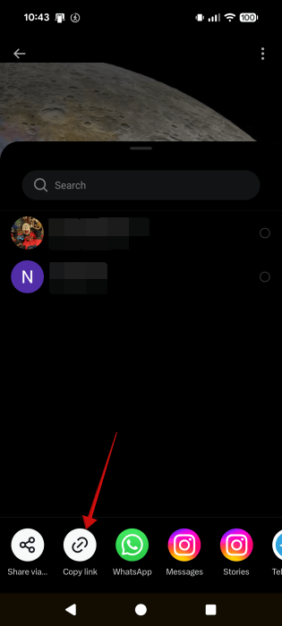 Tapping on "Copy link" option on a video in the X app. 