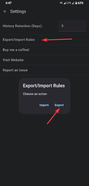Export Donotnotify