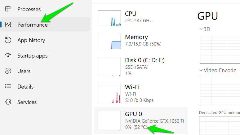 showing GPU temperature in Task Manager