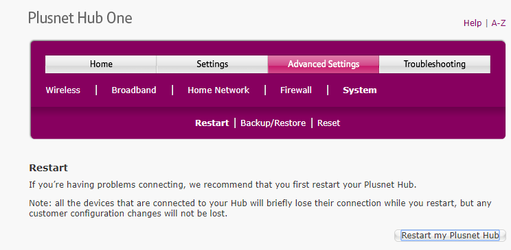 Troubleshoot router by resetting it in the router's settings.
