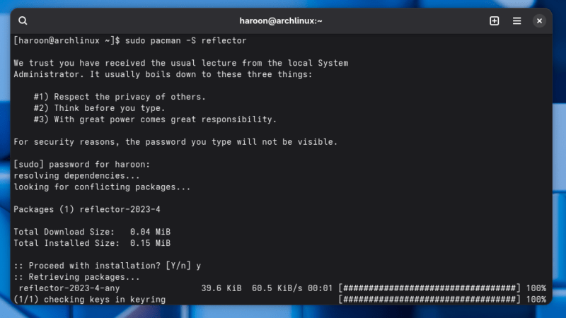 Installing Reflector On Arch Linux