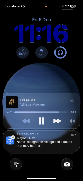 Notification from Name Recognition visible at lockscreen on iPhone. 
