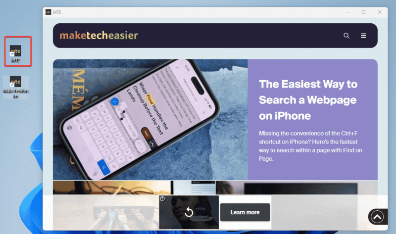 Maketecheasier Website Turned To Mte Desktop App
