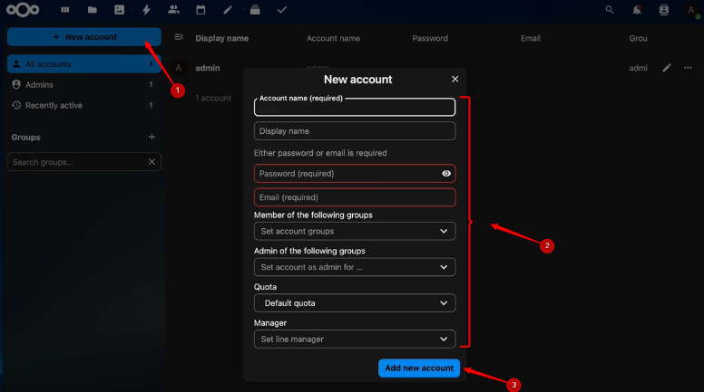 Nextcloud Manage User Accounts