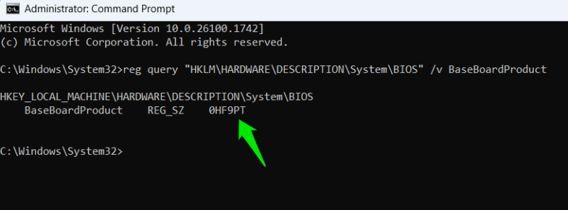 Motherboard Model in Command Prompt using Registry query